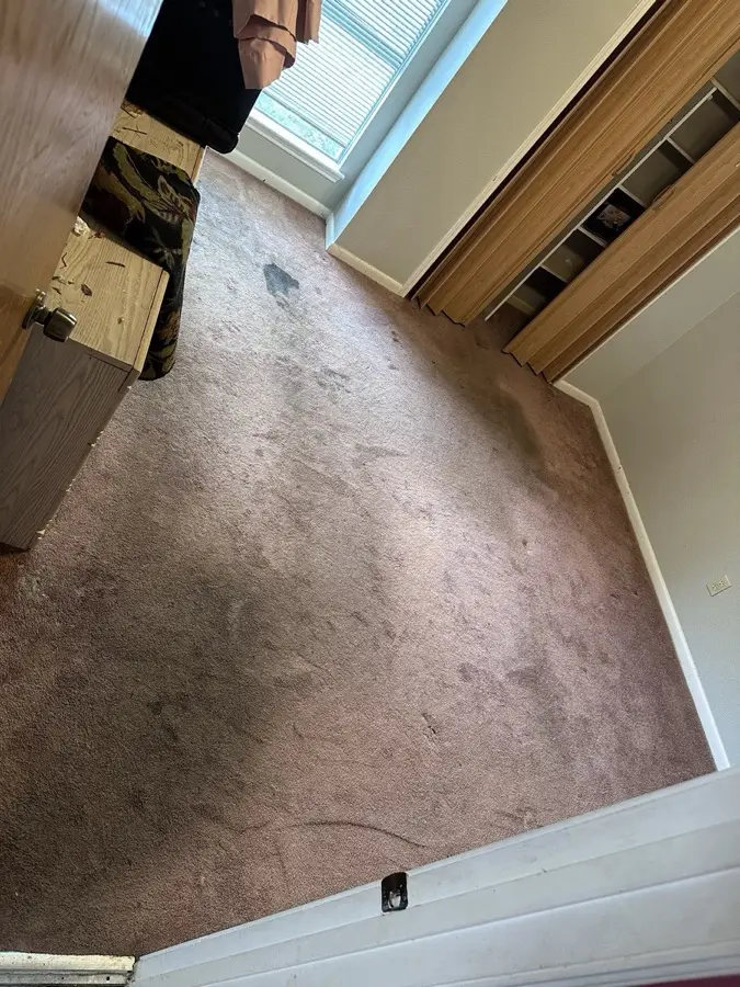 Before: Spots and traffic lanes in a bedroom